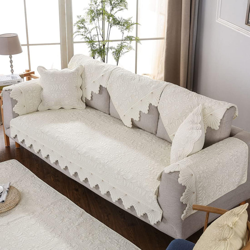 Ophelia & Co. Cotton Embroidery Couch Sofa Cover | Wayfair